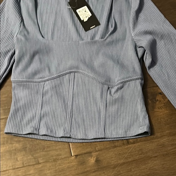Streetwear society Ribbed Light Blue Long Sleeve Blouse, size XL BNWT - Picture 5 of 8